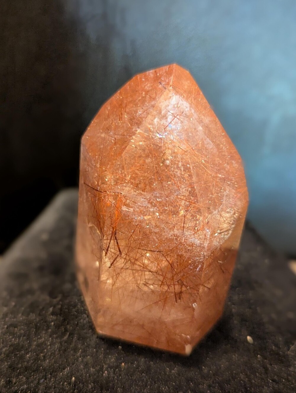 Gem Quality Polished Rutilated Rose Quartz Point - Picture 10 of 11